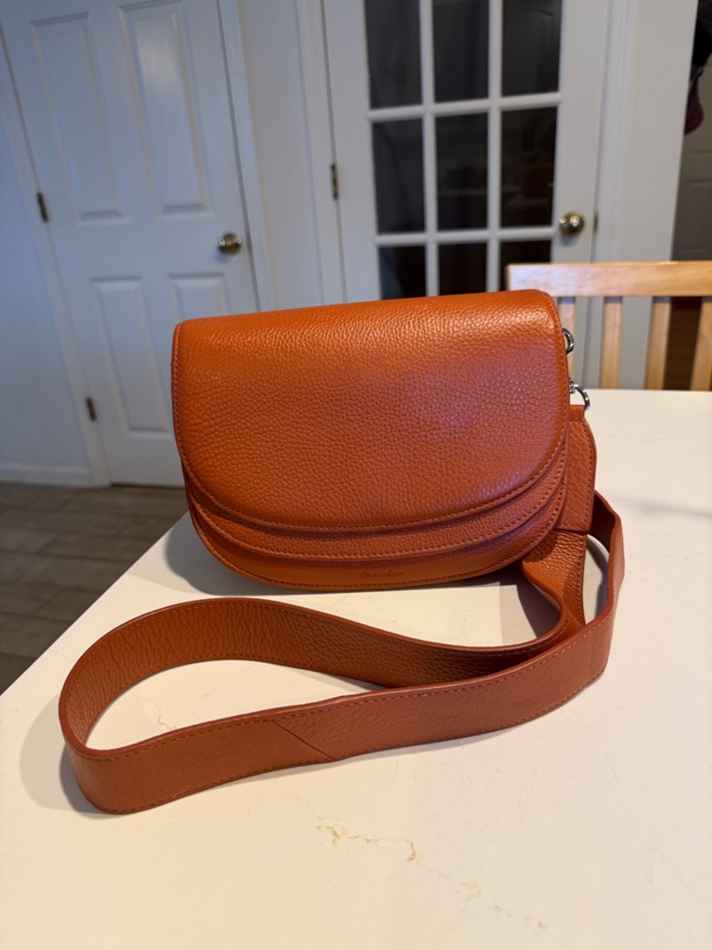Steven Alan Pebbled Leather Crossbody in Burnt Orange